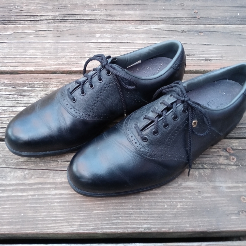 Foot-Joy Golf Shoes-Black Leather-Mens Shoe Size 10M-53857-Soft Joy....